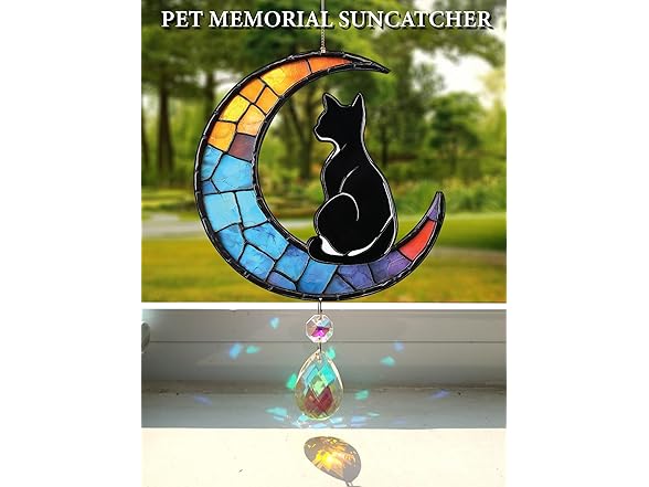 Black Cat Suncatcher Crystal Rainbow