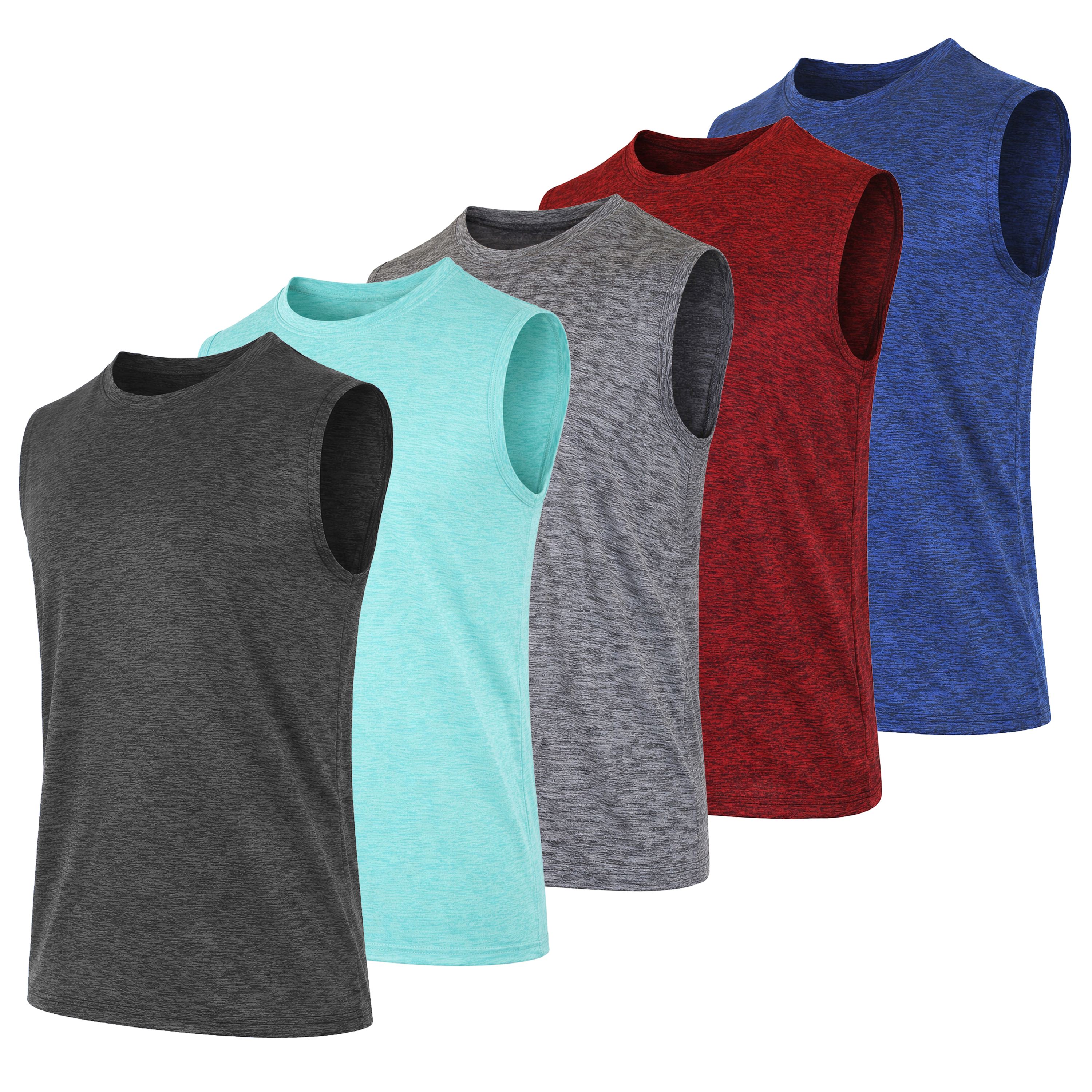 5Pk Mens Moisture Wicking Muscle Tee - Gallery 8