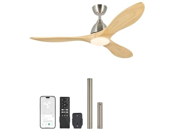 Nickel and Natural Wood 3 Blade Smart