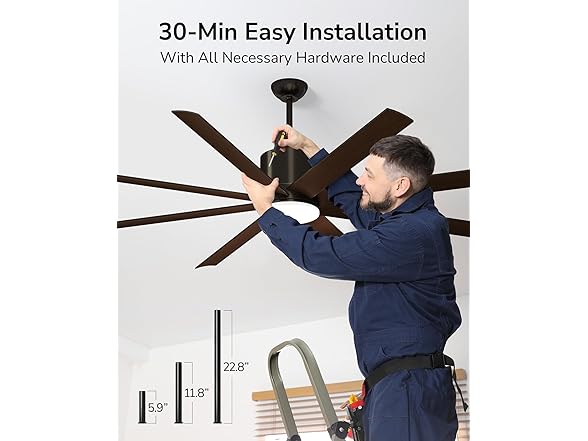 ULG 72 Inch Ceiling Fan with Light and Remote & App Control