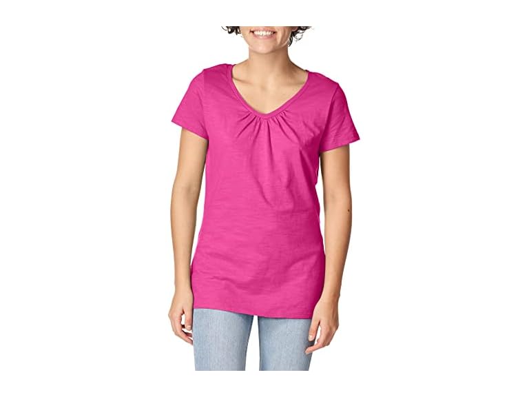 Hanes Womens Slub Cotton V-Neck Tee