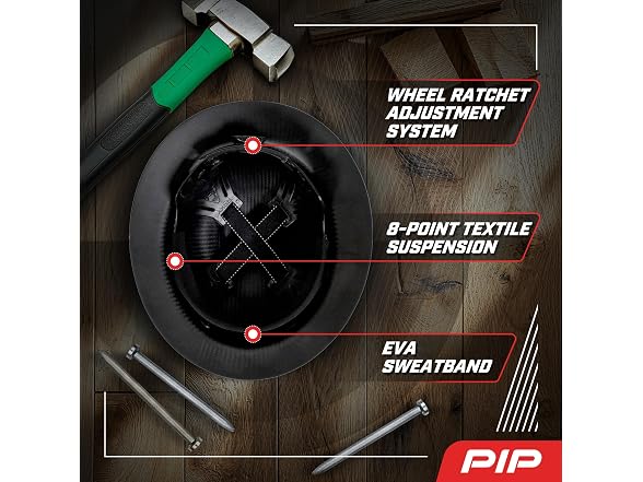 PIP Wolfjaw Full Brim Hard Hat with Matte Carbon Fiber