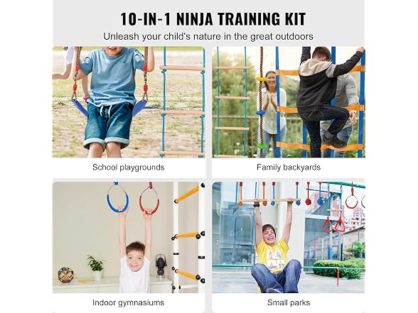 Ninja Warrior Obstacle Course for Kids, 2 x 60ft