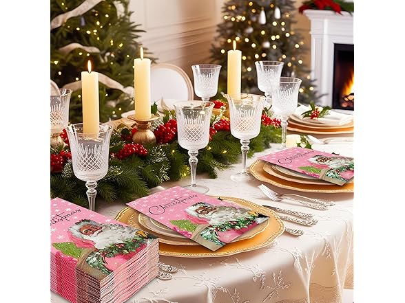 Kamiilah 60 Pink Santa Claus Napkins