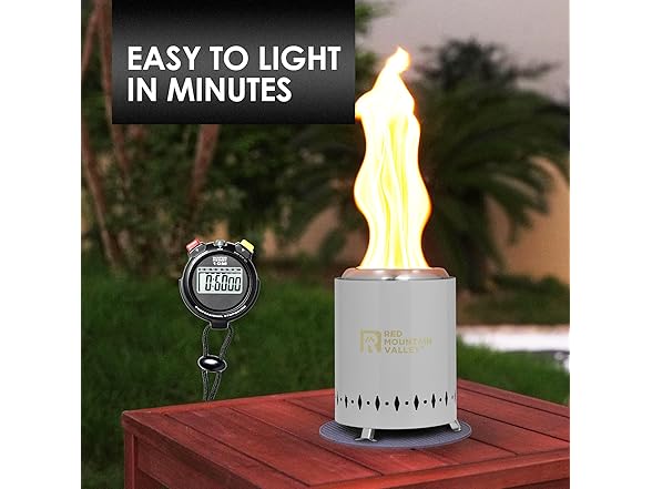 Red Mountain Valley Smokeless Tabletop Fire Pit with Mat, Gray