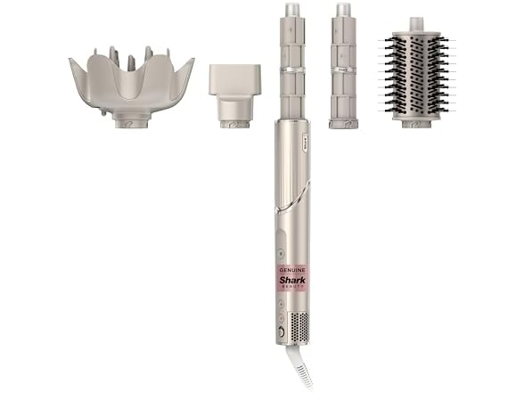 Shark FlexStyle Air Styling & Drying System, Powerful Hair Blow Dryer & Multi-Styler with Auto-Wrap Curlers, Curl-Defining Diffuser, Oval Brush, & Concentrator Attachment, Stone, HD435 (Open Box)