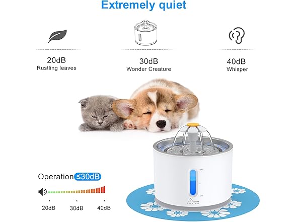 Wonder Creature Cat Water Fountain Stainless Steel, 81oz