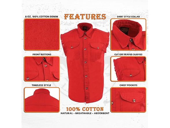 Men's Red Lightweight Denim Shirt