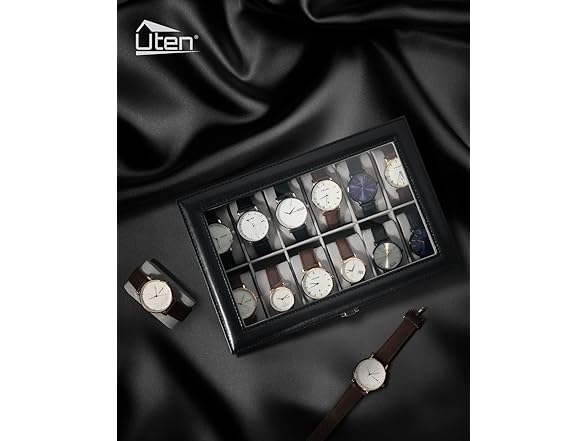 Uten 12 Slots Leather Watch Case Box