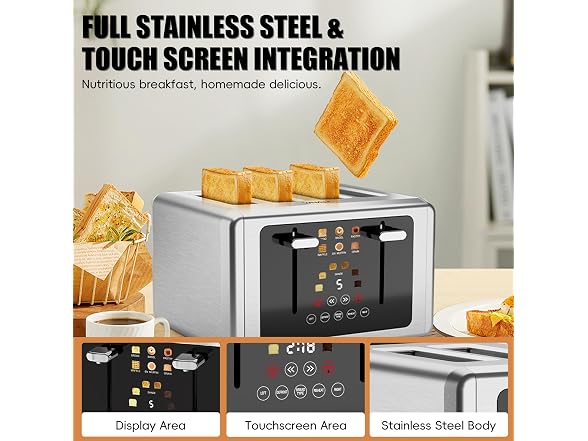 WHALL 4 Slice Smart Toaster Touchscreen