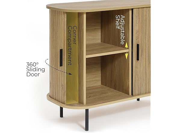 LuxenHome 35” MCM Accent Cabinet