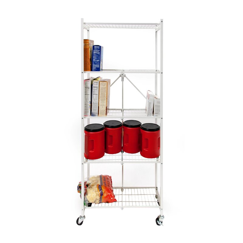 Origami 5-Tier Foldable Metal Shelf w/ Wheels - Gallery 16