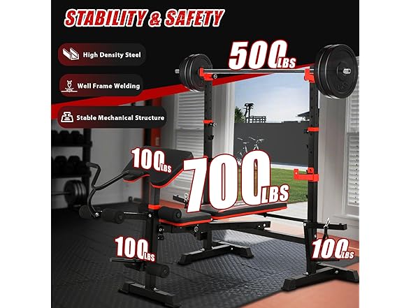 MAIDOMA 6 in 1 Weight Bench Set