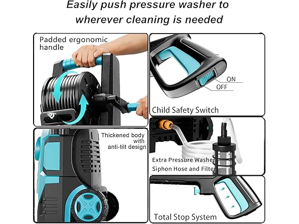 2026new Pressure Washer 5000PSI with Adj-8-Level Touch Screen, 34" Tall Power Washer, 4 Quick Connect Nozzles, Inlet Hose&Filter&500mlFoam Cannon for Cars/Fences/Driveways,Blue (Open Box)