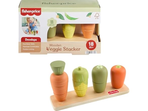 Fisher-Price Wood Toddler Toy Veggie Stacker