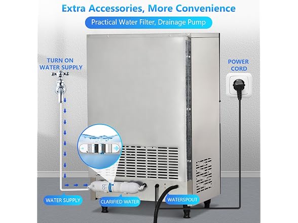 300W Commercial Ice Maker, 110 Lbs/Day