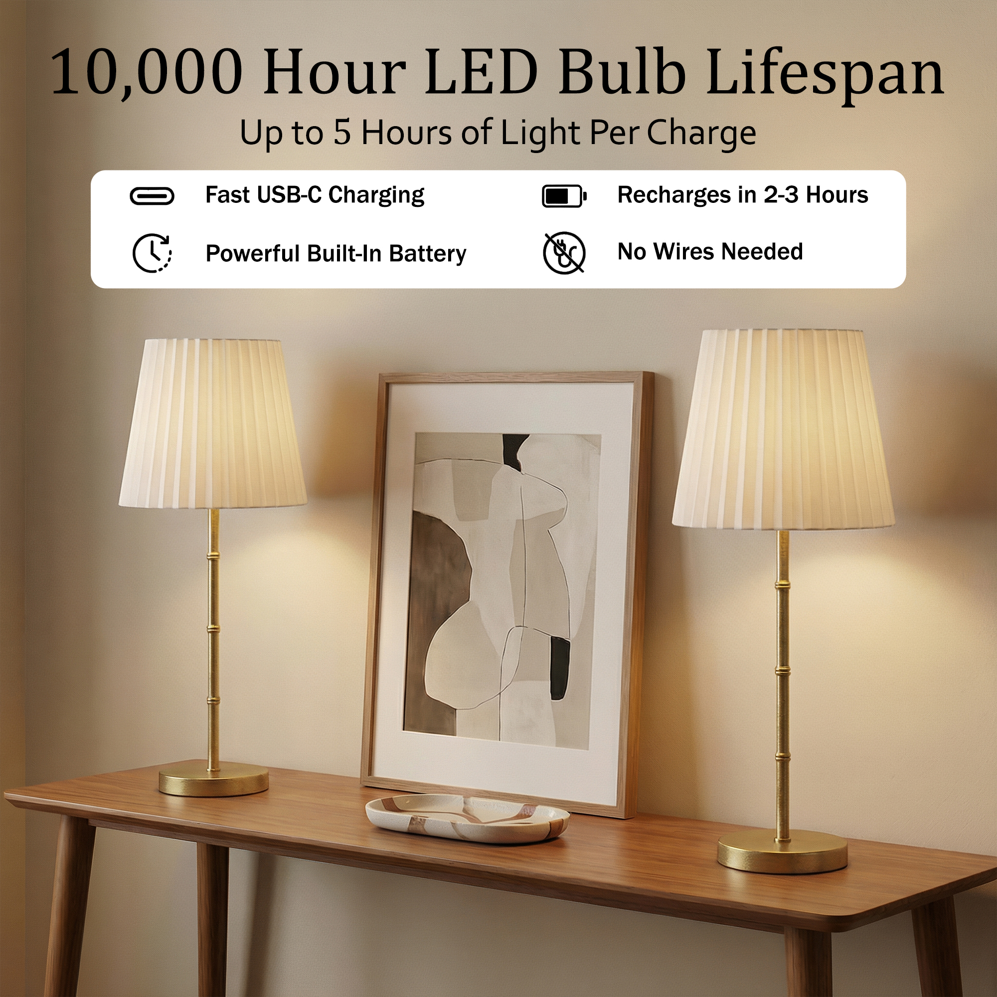 Bamboo Stem Pleated Shade Cream Lamp - Gallery 22