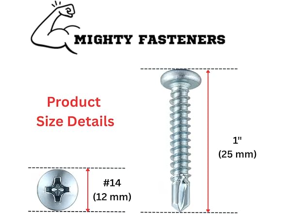 #14x1 TEK Screws SS Grade 410 100Pcs