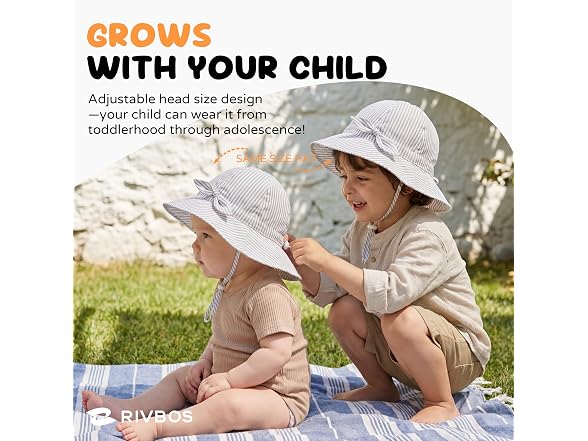 RIVBOS Toddler Sun Hat UPF 50+ Wide Brim