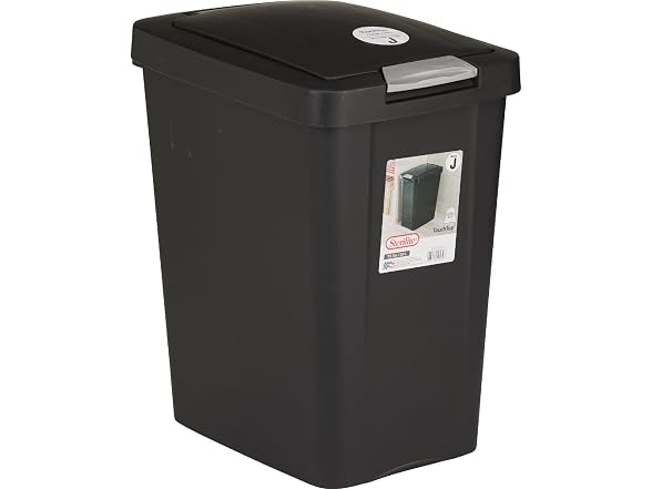 Sterilite 7.5 Gal. Black TouchTop Wastebasket