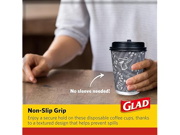 Glad Disposable Coffee Cups with Lids, 12 Oz
