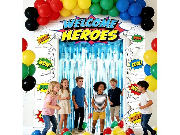 Bafei 80pcs Hero Theme Party Decor Kit