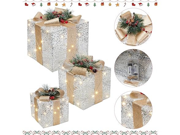 GarveeHome 3 Christmas Light Gift Boxes