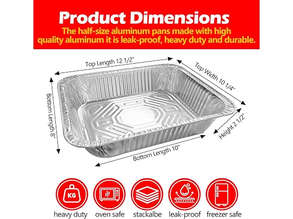 MAXTBEE Aluminum Pans Foil Pans with Lid, 30 Pack 9x13