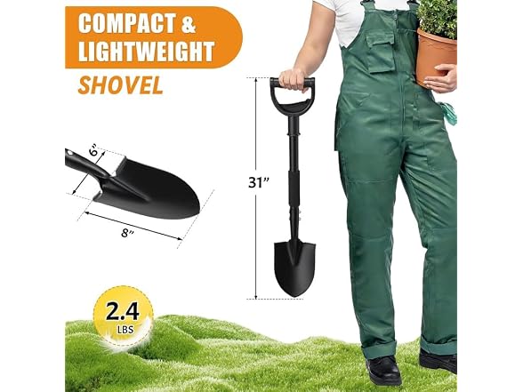 LENOLL GAR-101 31in Heavy-Duty Metal Digging Shove