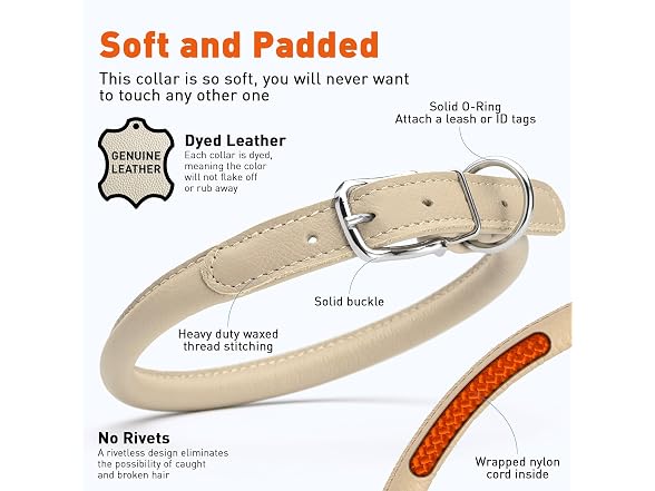 Dogline Rolled Leather Dog Collar