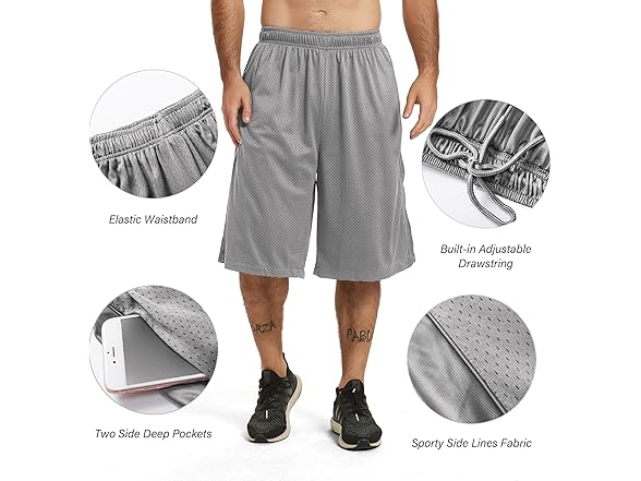 12" Men's Athletic Shorts w/ Pockets