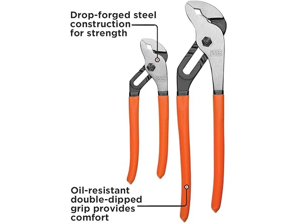 BLACK+DECKER BLACK+DECKER Slip Joint Pliers, 2 Pack