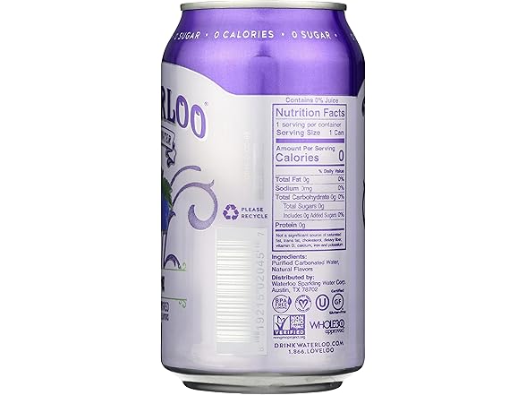 1CT Waterloo Sparkling Grape Sparkling, 12 oz.