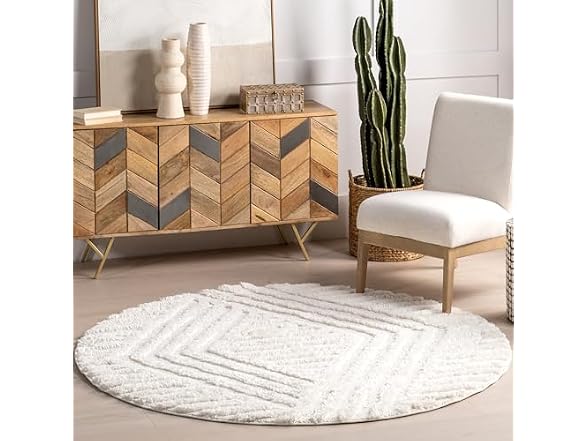Nuloom Risette Ivory 6 Round Geometric