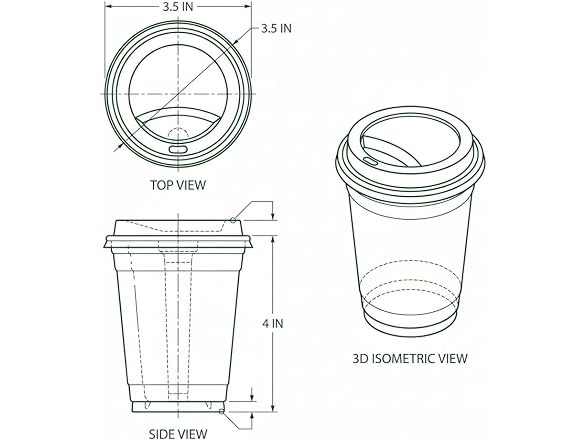 TLAPS 24 oz Clear PET Plastic Cups with Sip Lids 100 Sets 