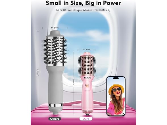 Travel Hair Dryer Brush Dual Voltage 100V 240V