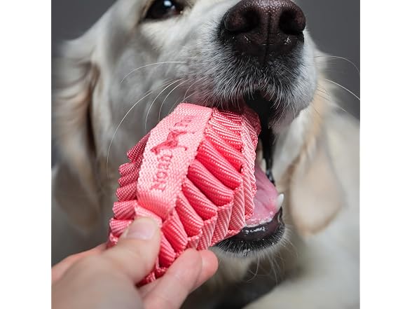 NOAH & PAW Luxury Dog Toy, Dog Rope Toy- Football, Pink