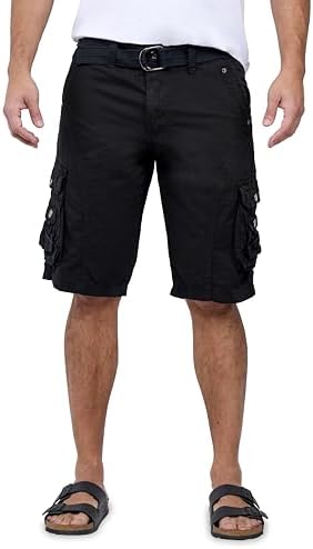 X RAY Mens Cargo Shorts Camo & Solid Colors 12.5" Inseam Knee Length Classic Fit Multi Pocket (Big and Tall Shorts for Men), Double Stitch Black, 32