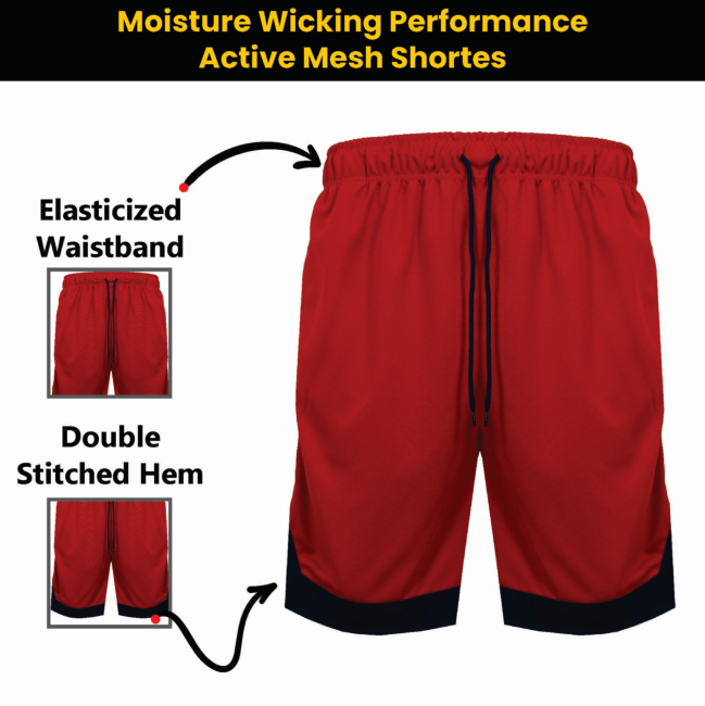 5Pk Womens Active Mesh Shorts w/Trim - Gallery 8