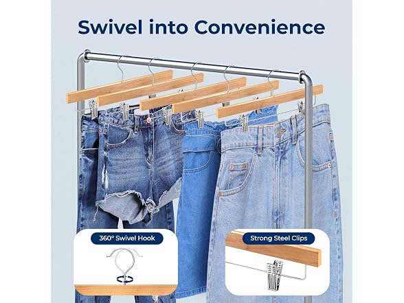 SereneLife Skirt and Pant Hanger Natural, 20 Pack
