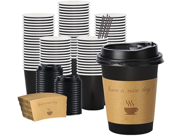 100 pack 12 oz Disposable Coffee Cups