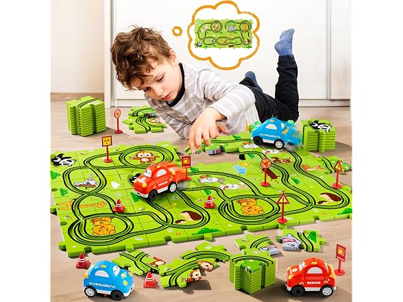 48-Piece Floor Puzzle Race Track 2-Pack
