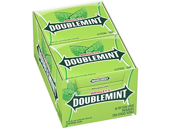 10PK WRIGLEY'S DOUBLEMINT Mint Gum Chewing Gum