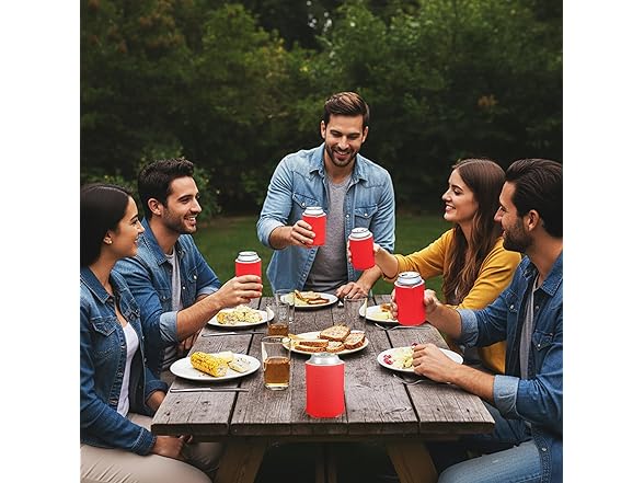Red Foam Can Coolers 12pc