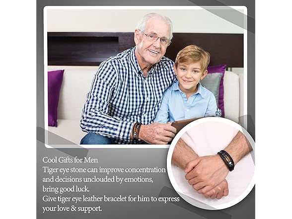 JSJOY Grandpa Gift Leather Bracelet