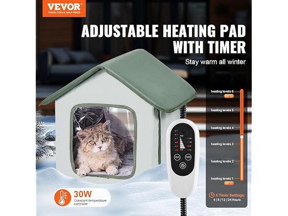 VEVOR Small Heated Cat House