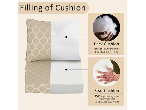 COZYVIDA Deep Seat Cushion Set of 2