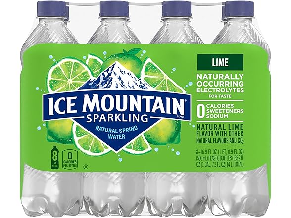 Ice Mountain Lime Sparkling Water 16.9oz (8pk)