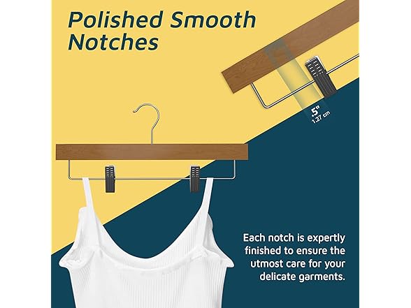 Natural Color Wooden Pants Hangers 20 Pack