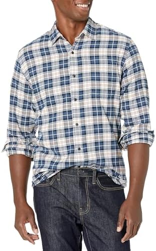 Amazon Essentials Men's Long-Sleeve Flannel Shirt (Available in Big & Tall), Multicolor Check Plaid, X-Small